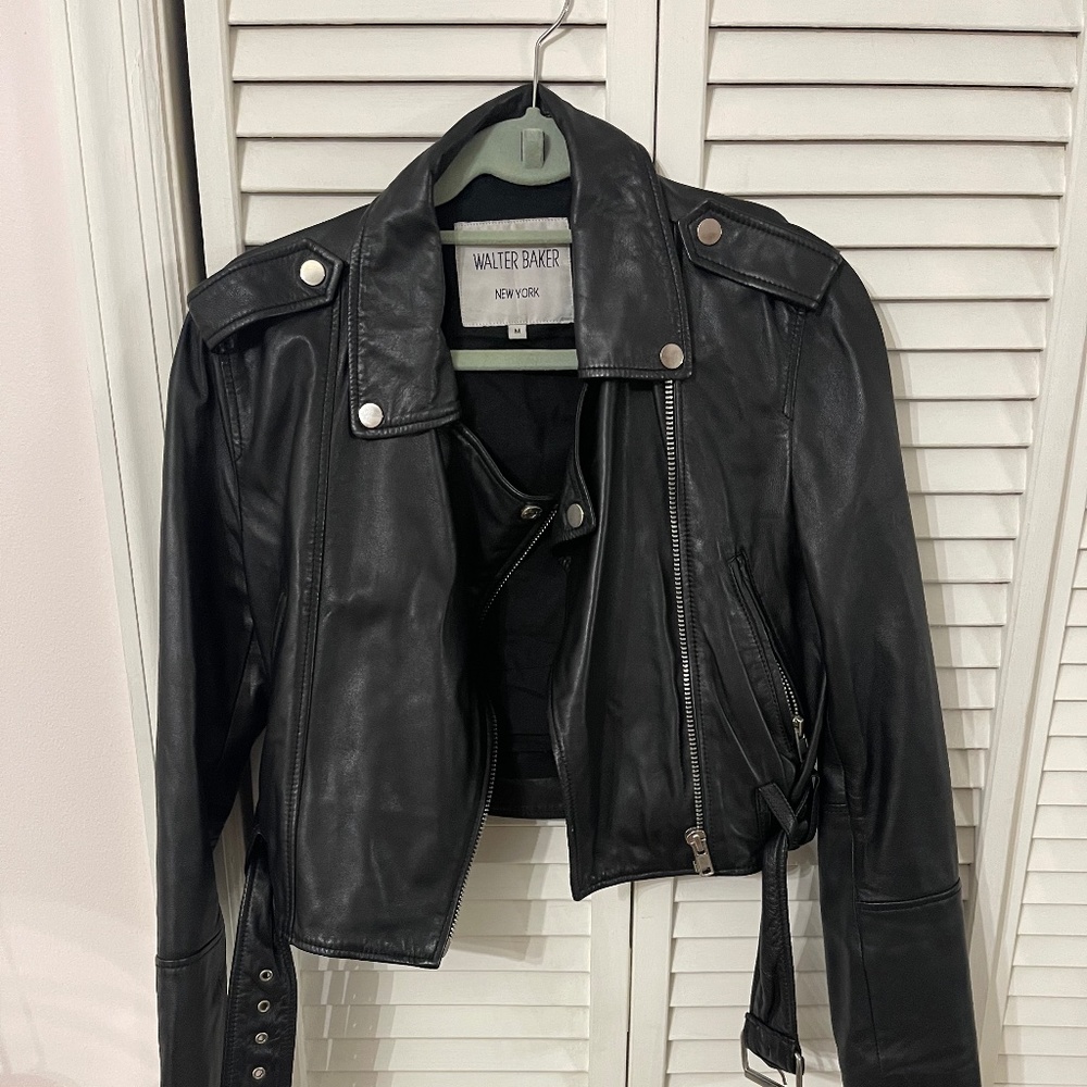 Black Cropped Biker Jacket